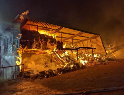 Nächt­li­ches Flammen­meer in Tuttlin­gen: Landwirt­schaft­lich genutz­te Halle abgebrannt